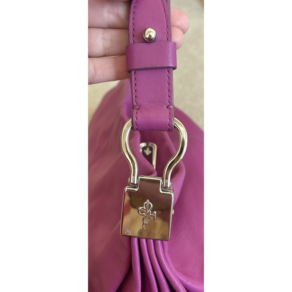 Cole Haan Parker Hobo Cornelia Shoulder Bag Large Beet Pink Purple Leather Purse - Picture 5 of 13